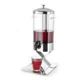 Dispenser profesional pentru suc 5 litri, sistem racire cu cuburi gheata, corp inox, cuva policarbonat, robinet anti-picurare, Hendi, 28x22x(H)51 cm