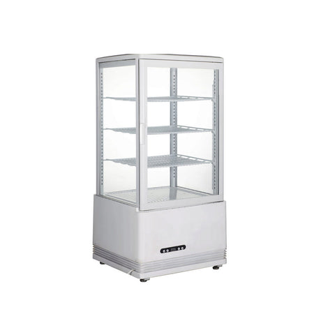 Vitrina rece pt prezentare, alba, 68 lt, interval temp 0-12 gr C, 170 W, 3 rafturi reglabile pe inaltime, ARKTIC by Hendi, 452x406x(H)891 mm, Clasa energetica C