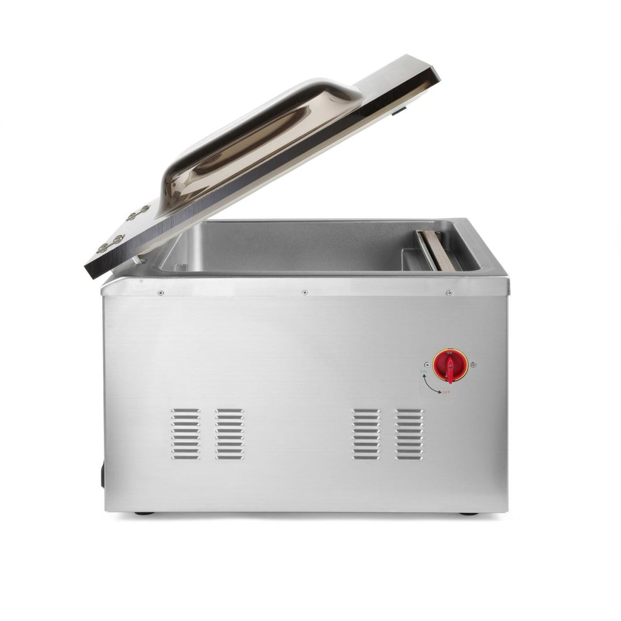 Aparat profesional de vidat cu camera 1000 W, banda sigilare 410 mm, latime 3 mm, timp si ciclu de sigilare ajustabile, Inox, display digital, Hendi Profi Line,  505x567x(h)465 mm