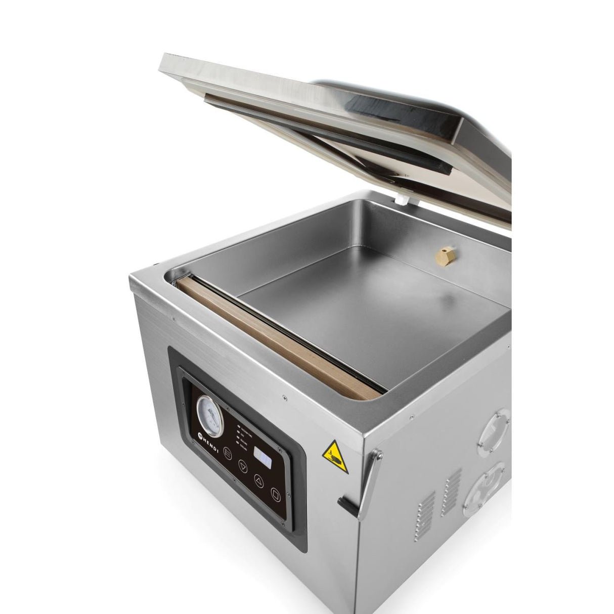 Aparat profesional de vidat cu camera 1000 W, banda sigilare 410 mm, latime 3 mm, timp si ciclu de sigilare ajustabile, Inox, display digital, Hendi Profi Line,  505x567x(h)465 mm