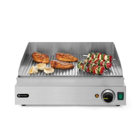 Gratar electric HENDI Profi Line  suprafata integrala striata, 550x380x(H)240 mm, inox, potrivit si pentru uz profesional