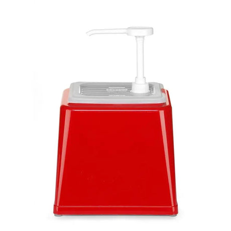 Dispenser de sos cu pompa,Hendi 2.5 L, rosu, 230x210x(H)250 mm