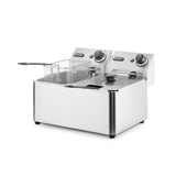 Friteuza electrica profesionala 2x4 lt, 2x3000W, inox, termostat 0-190 gr C, Hendi Kitchen LIne, 47x42x(H)33 cm