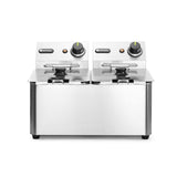 Friteuza electrica profesionala 2x4 lt, 2x3000W, inox, termostat 0-190 gr C, Hendi Kitchen LIne, 47x42x(H)33 cm