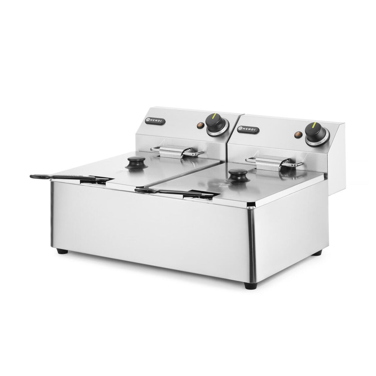 Friteuza electrica profesionala 2x6 litri 2x3300 W, termostat 0-190 gr C, corp inox, Hendi Kitchen Line, 550x430x(H)290 mm