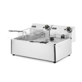 Friteuza electrica profesionala 2x6 litri 2x3300 W, termostat 0-190 gr C, corp inox, Hendi Kitchen Line, 550x430x(H)290 mm