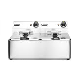 Friteuza electrica profesionala 2x6 litri 2x3300 W, termostat 0-190 gr C, corp inox, Hendi Kitchen Line, 550x430x(H)290 mm