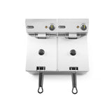 Friteuza electrica profesionala 2x6 litri 2x3300 W, termostat 0-190 gr C, corp inox, Hendi Kitchen Line, 550x430x(H)290 mm