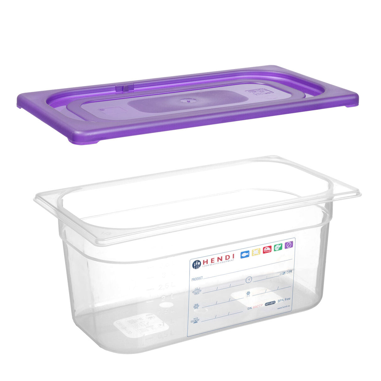 Capac Gastronorm mov, GN 1/3, Hendi, 325x176 mm, HACCP, polipropilena