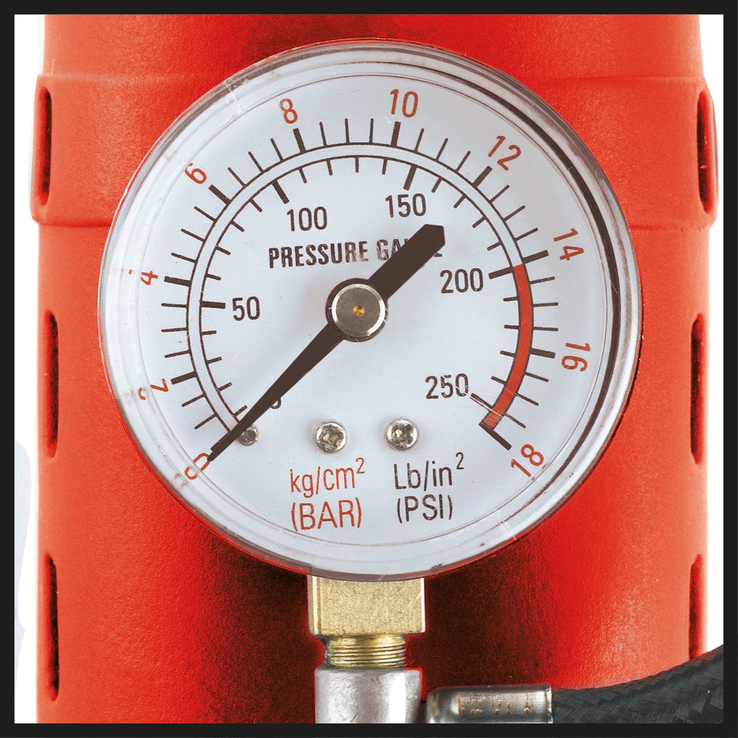 Einhell CC-AC 12V autókompresszor, nyomásmérő max. 18 bar, légtömlő, 3 adapter, 2,90 m-es tápkábel 12V-os aranyozott csatlakozódugóval
