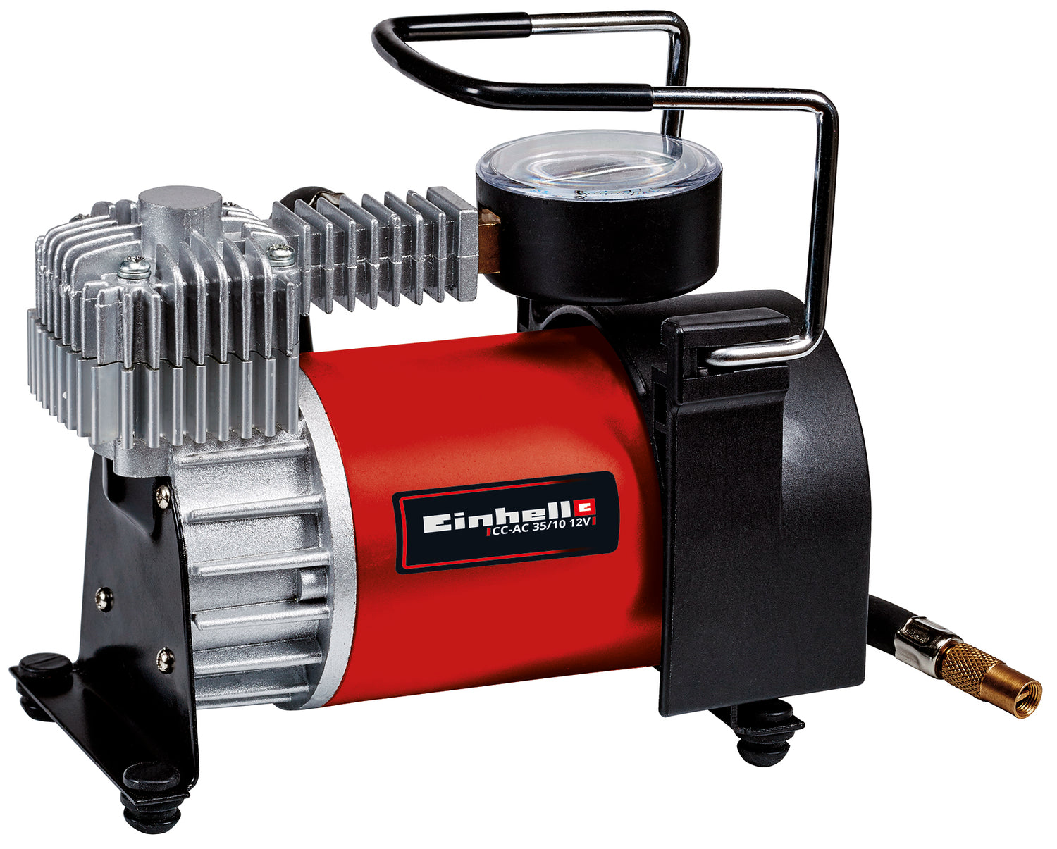 Einhell CC-AC 35/10 autós kompresszor 12 V, max. 8 bar, áramlási sebesség 35 l/perc, szivargyújtó csatlakozó, nyomásmérő, 4 további adapterrel