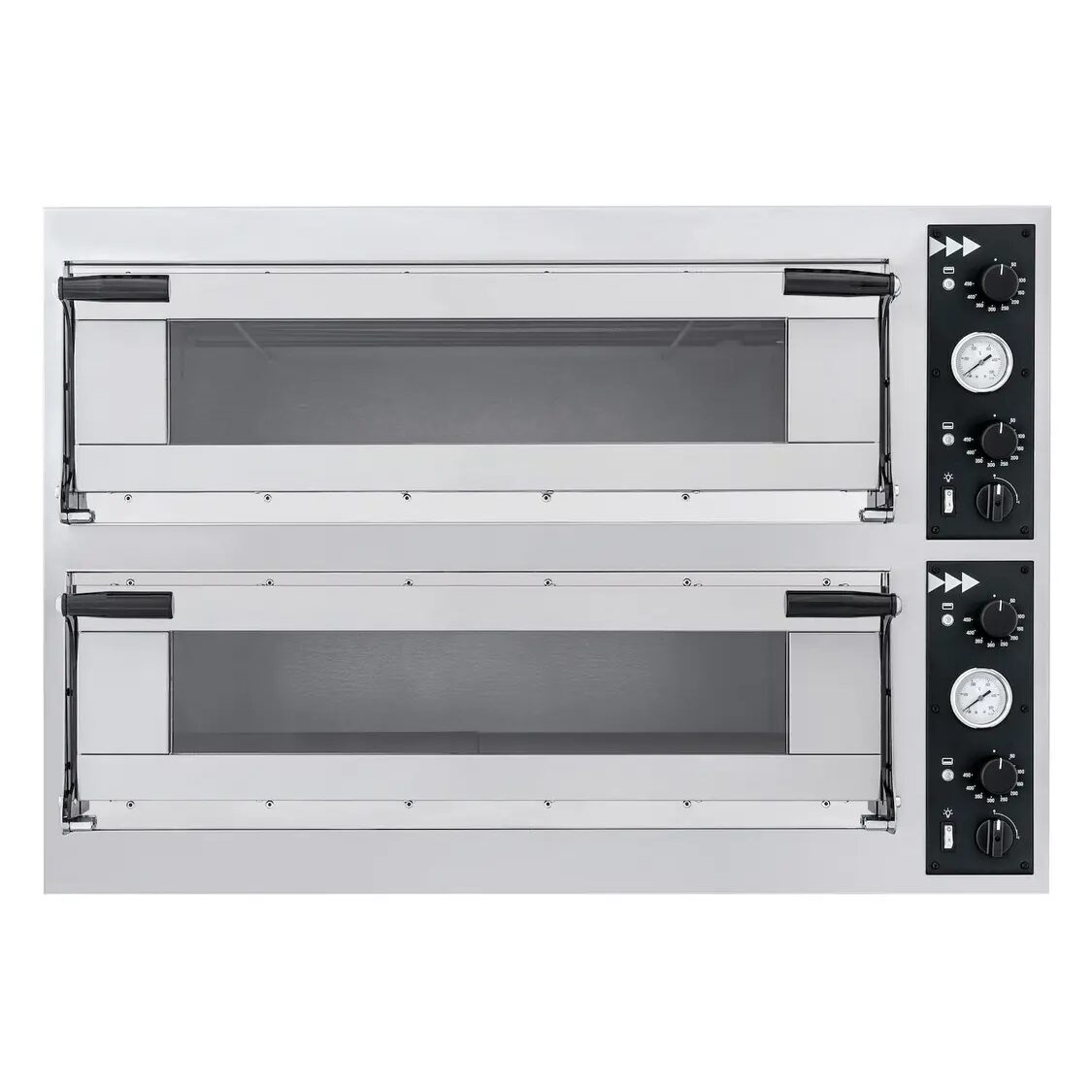 Cuptor profesional pizza Trays 44 Glass 2 camere 13800 W interval de temperatura de la 50?C la 500?C Hendi 2x 820x840x(H)175 mm