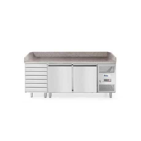 Masa pizza profesionala, cu 2 usi 7 sertare 280 L inox, ARKTIC by Hendi interval temperatura -2/+8 gr C 250 W 2020x800x(H)875 mm
