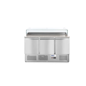 Masa pizza profesionala, cu 3 usi 380 L inox, ARKTIC by Hendi interval temperatura -2/+8 gr C 310 W 1365x700x(H)1120 mm