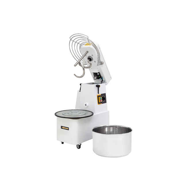 Malaxor profesional spirala cu vas detasabil 1 viteza echipat cu roti pivotante vas, capac si spirala din inox 18/10 Hendi 41 litri, capacitate maxima incarcare 35 Kg, productivitate 112 Kg, 1100 W 480x805x(H)870 mm
