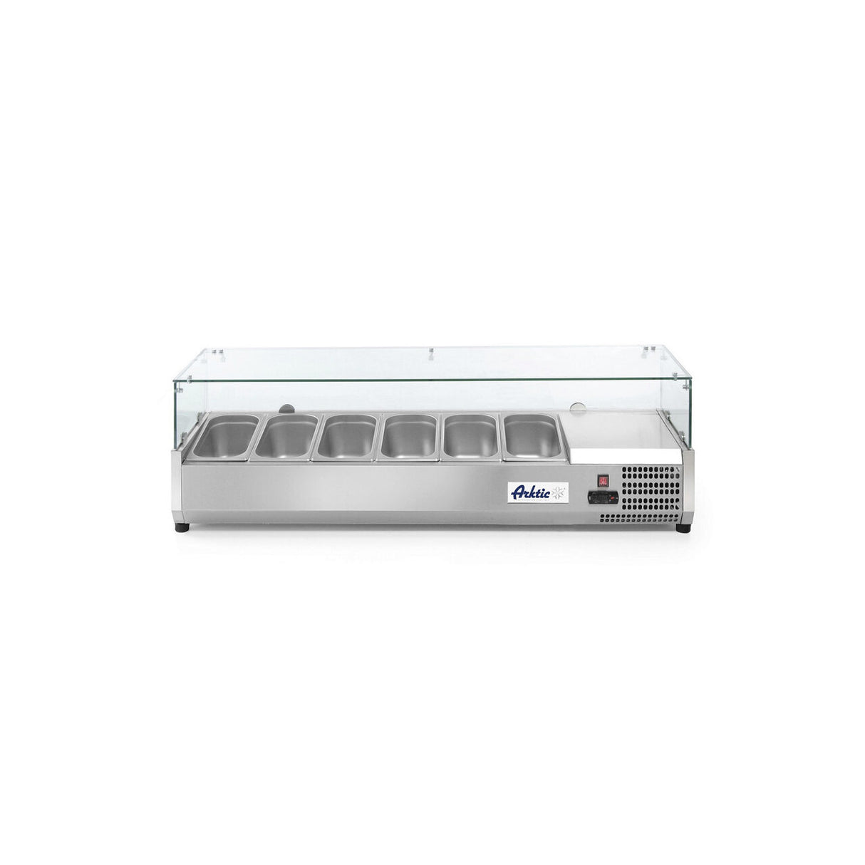 Vitrina prezentare Hendi, interval temp. -2/8?C, 180W, corp inox, ARKTIC by Hendi, 1405x395x(H)430 mm, 6 vase  GN 1/3