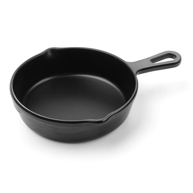 Bol servire, forma mini-tigaie cu maner,, 162x121x(H)30 mm, melamina neagra, Hendi Little Chef