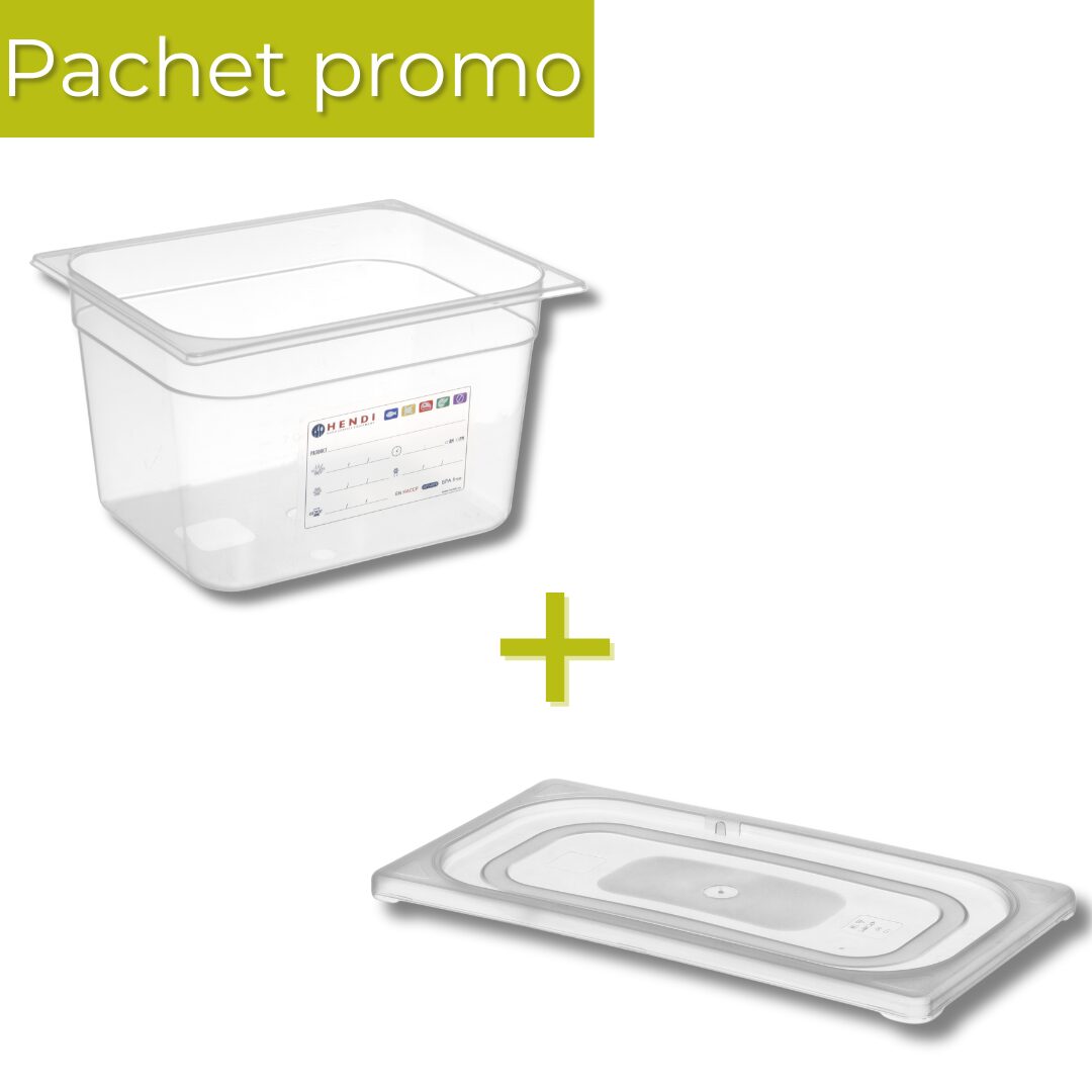 Pachet Tava GN 1/2 150mm 9.5L + Capac GN 1/2 PP