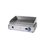 Gratar electric HENDI Profi Line  suprafata integrala striata, 550x380x(H)240 mm, inox, potrivit si pentru uz profesional