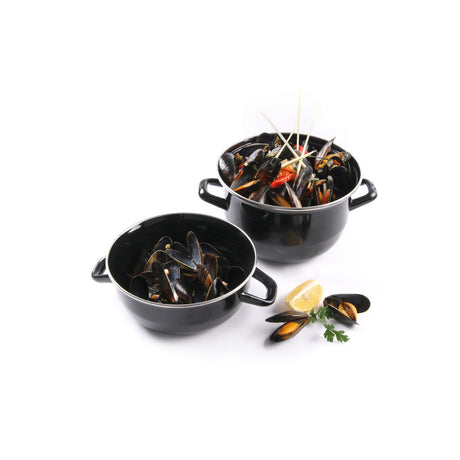 Oala emailata cu capac pentru scoici 3 Lit ,21 cm diametru x13/20 cm inaltime Hendi