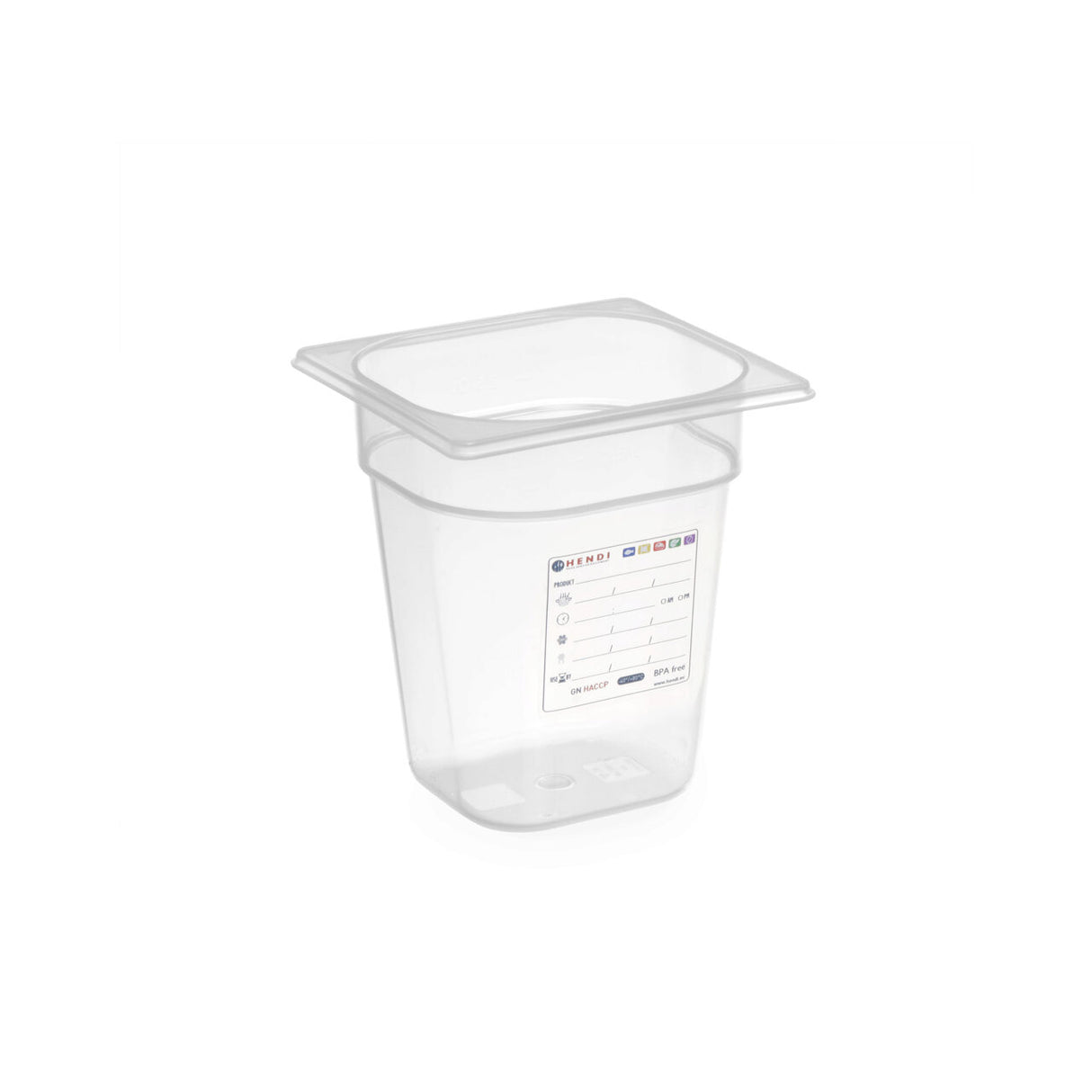 Tava Gastronorm 1/6, 176x162x(H)65 mm, 1 litri cu marcaj HACCP, polipropilena, Hendi
