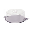 Suport / Platou tort cu capac plastic transparent, Hendi, tava rotunda inox cu manere, diam 300 mm x110 mm (H)