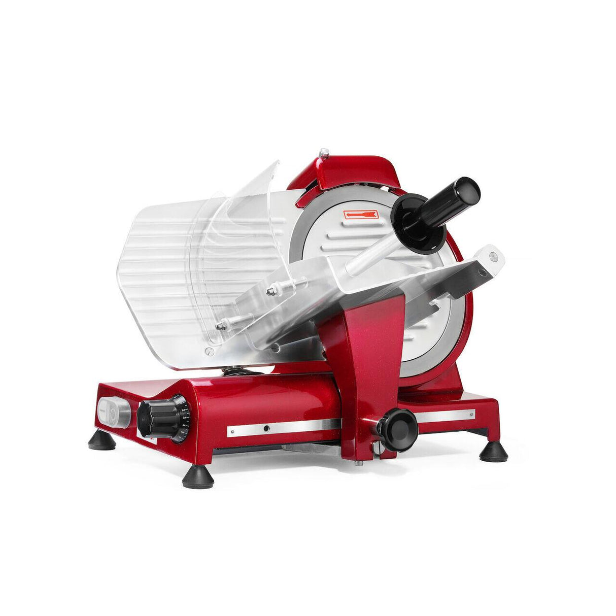 Feliator Hendi Profi Line 250, Rosu, 320 W, 485x420x(H)395 mm, Inox, grosime de taiere reglabila de la 0 la 12 mm