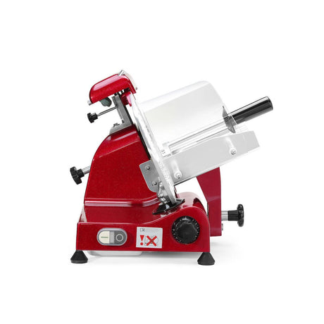 Feliator Hendi Profi Line 250, Rosu, 320 W, 485x420x(H)395 mm, Inox, grosime de taiere reglabila de la 0 la 12 mm