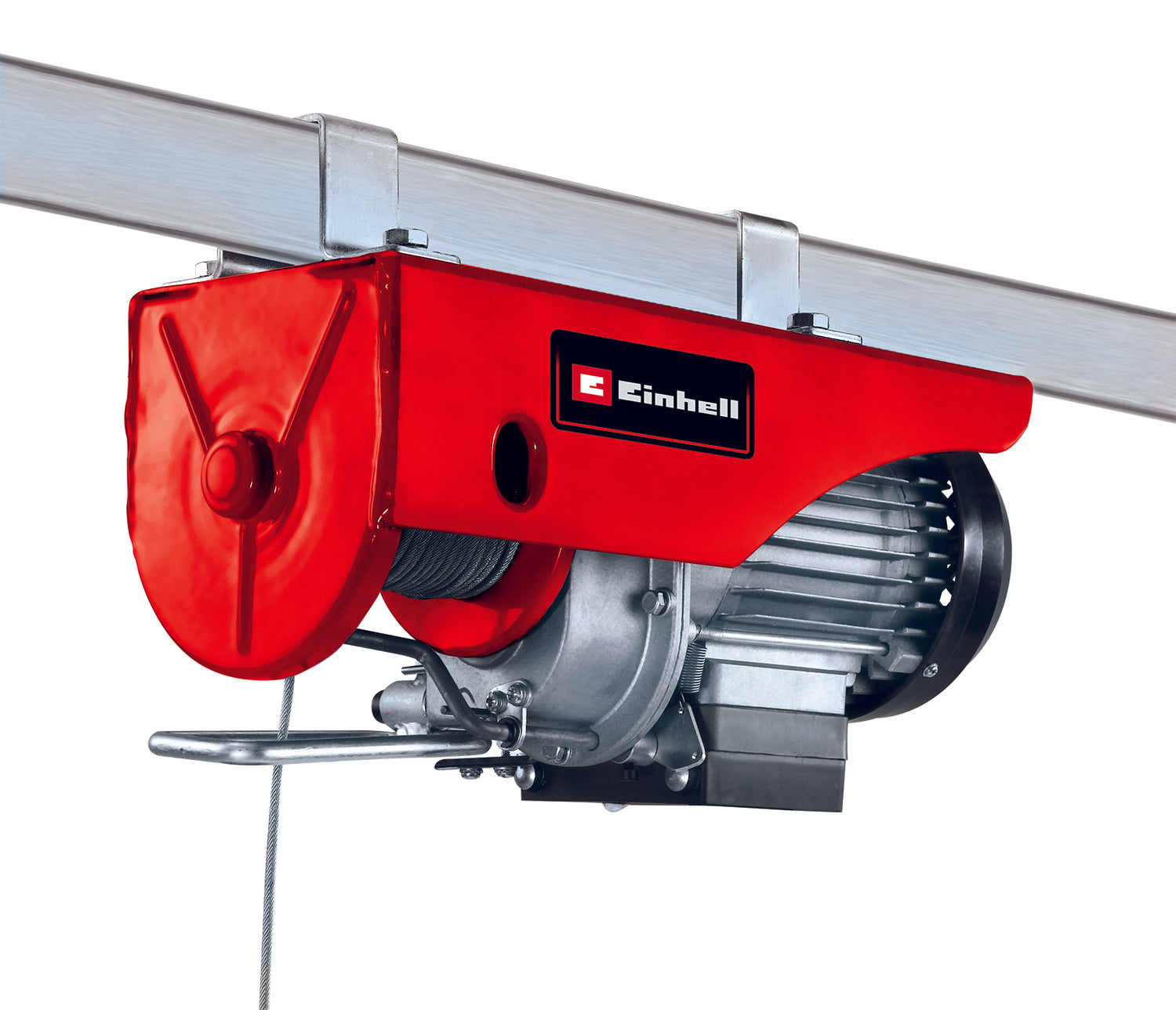 Palan cu cablu Einhell TC-EH 250, 450 W, comutator de oprire de urgenta, frana automata si comutator de limita, inclusiv 12 m de cablu metalic fara rasucire, scripete cu carlig de sarcina si bara de siguranta