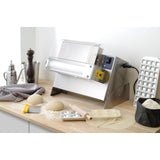 Aparat electric pentru formatare aluat de pizza sau paste, Hendi 300, 1 Rola, 250 W diametru disc aluat de la 14 cm pana la 30 cm 480x335x(H)430mm