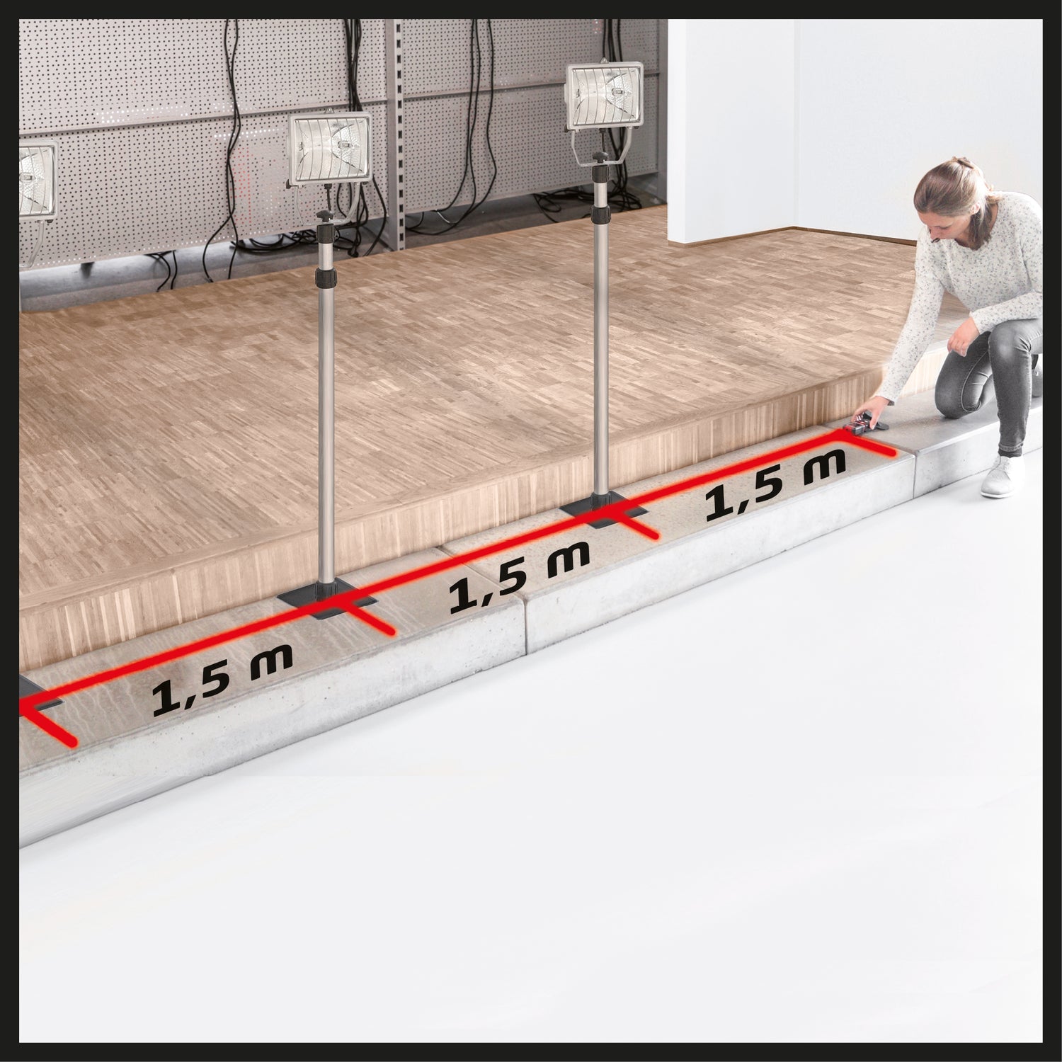 Telemetru laser Einhell TC-LD 50, pana la 50 m, marginea frontala/marginea spate sau placa de oprire ca nivele de referinta, functie Pitagora si de inclinare