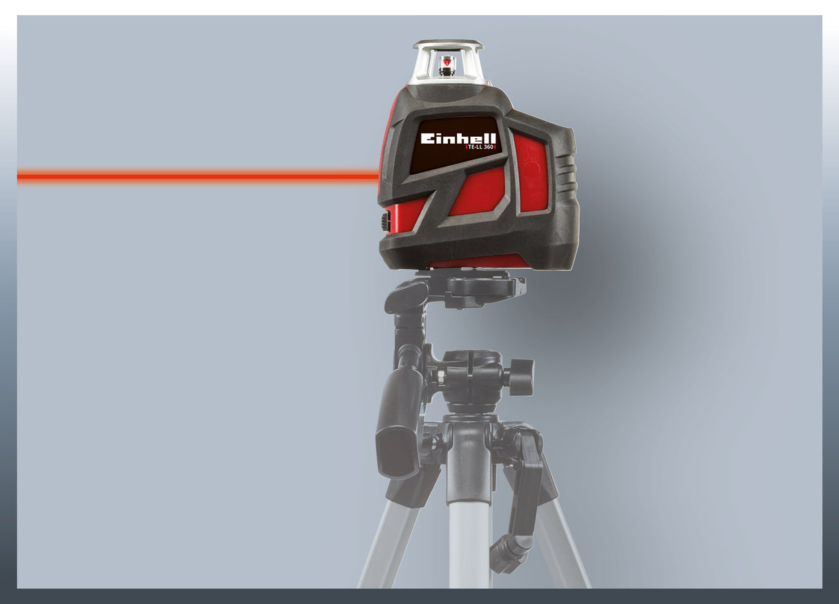Einhell 360° TE-LL 360 lézeres szintező, kereszt-, vízszintes/függőleges és 360° vízszintes lézervonal, önszintező, fali tartóval, táskával