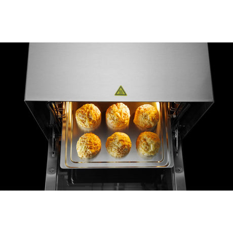 Cuptor convectie Hendi H90, 4 tavi 438x315 mm incluse, 2 elemente incalzire, 2 ventilatoare, termostat reglabil 50-300 gr C, timer 0-120 min, 2670 W,595x624x(H)572mm