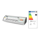 Vitrina sushi, 63 lt, pt 5 tavi GN1/3, interval temp 0-6 gr C, 160 W, geamuri glisante, corp inox, ARKTIC by Hendi, 1307x450x(H)330 mm