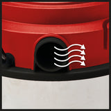 Aspirator umed/uscat Einhell TC-VC 1812 S (putere 1.250, sistem de furtun de 36 mm, recipient din otel inoxidabil de 12 l, filtru din spuma, duze extinse