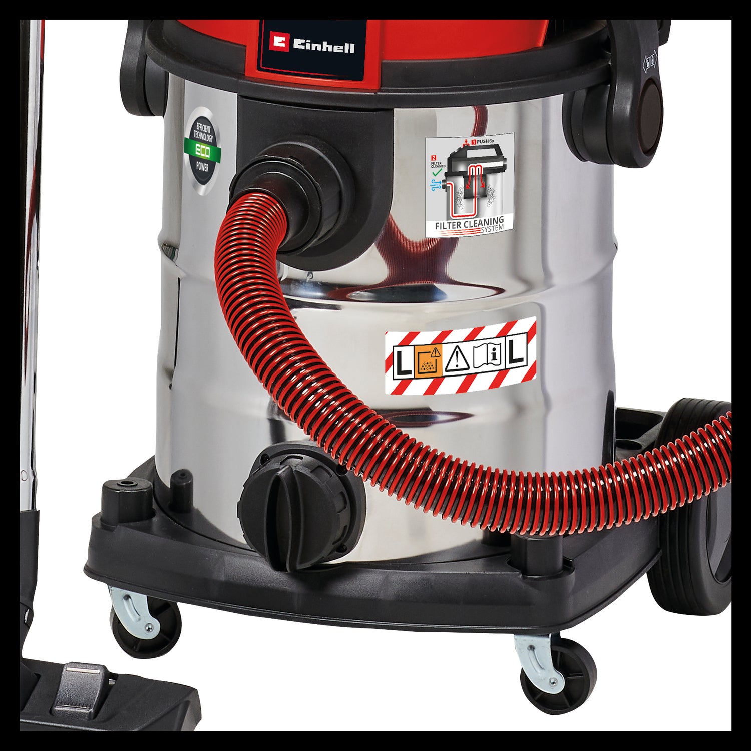 Aspirator umed/uscat Einhell TE-VC 2025 SACL, clasa de protectie impotriva prafului L, pentru particule de praf cu valori OEL >1 mg/m³, rezervor din otel inoxidabil de 25 de litri, sistem de curatare a filtrului, inclusiv duze si filtru