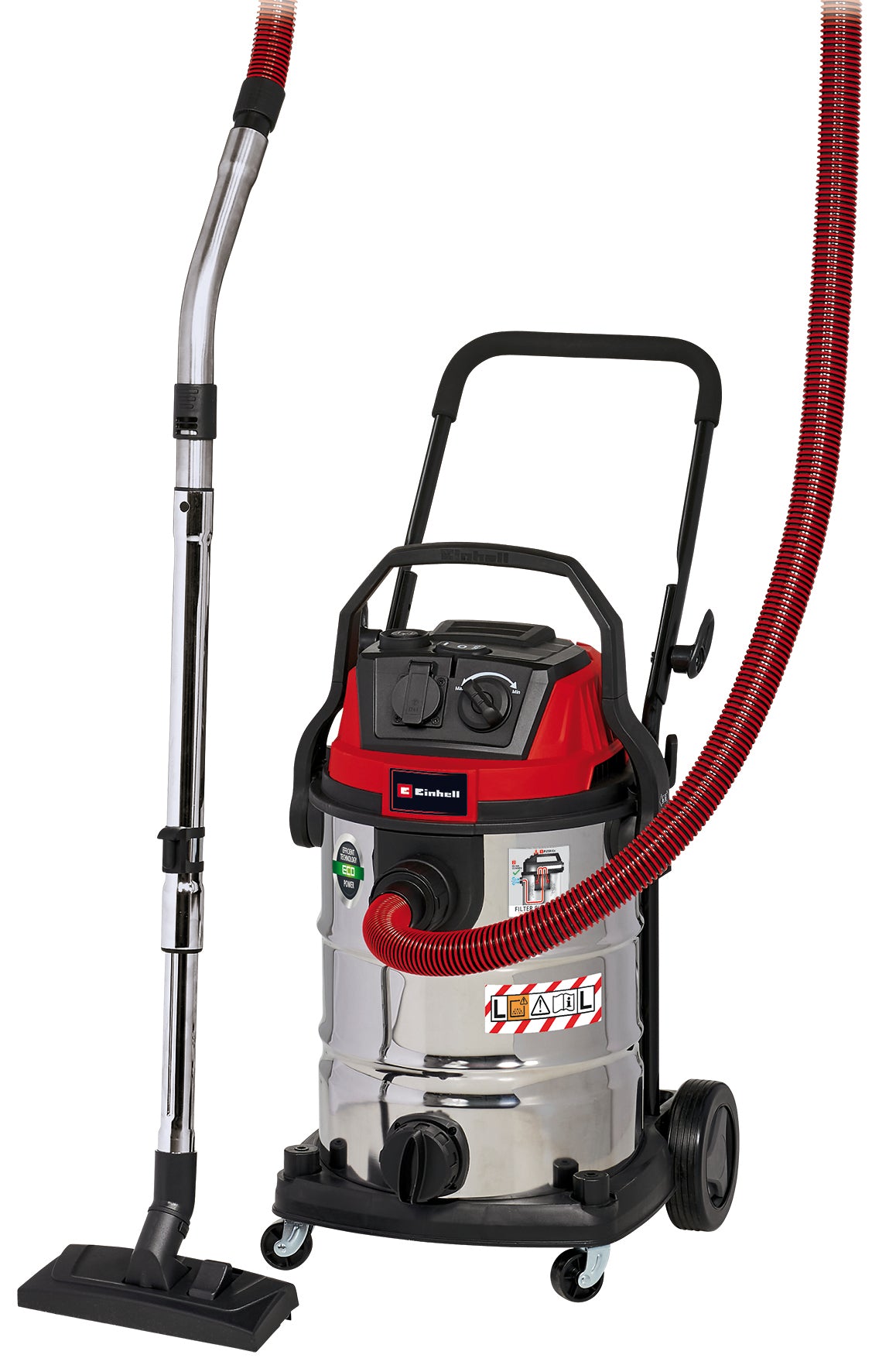 Aspirator umed/uscat Einhell TE-VC 2230 SACL, 1.400 W, 220 mbar, raza de operare 8 m, filtru plisat HEPA inclusiv sistem de curatare a filtrului, recipient de 30 l, clasa de protectie la praf L, priza automata de 2.000 W