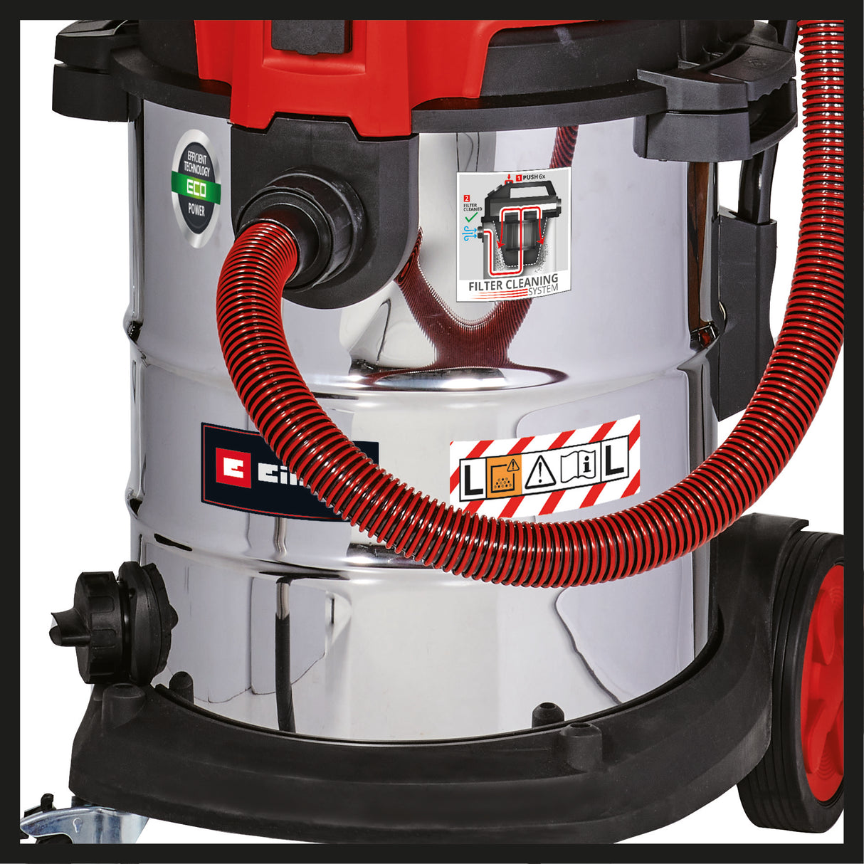 Aspirator umed/uscat Einhell TE-VC 2350 SACL, 1.600 W, clasa de protectie la praf L, sistem de curatare a filtrului, putere de aspirare 230 mbar, recipient din otel inoxidabil de 50 l