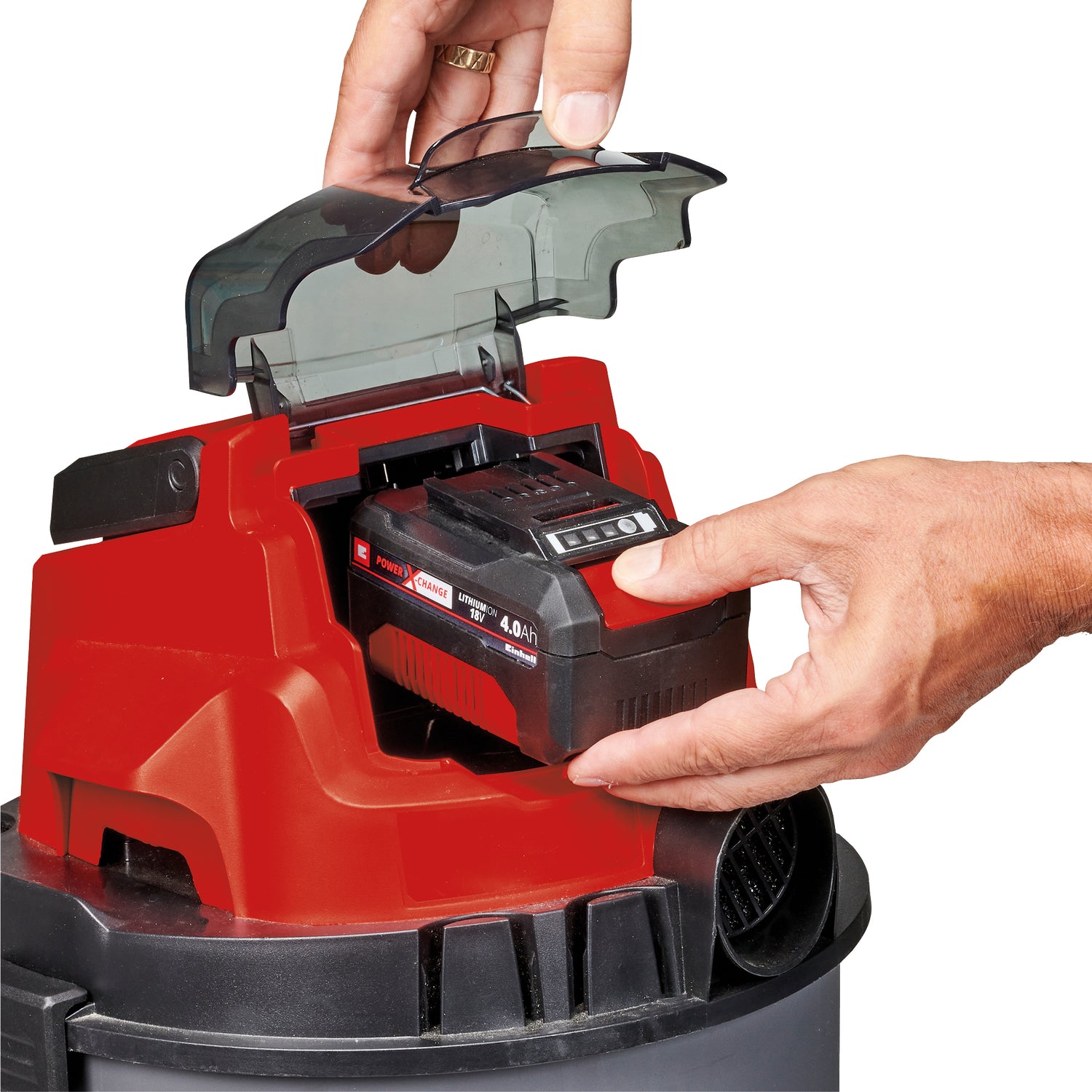 Aspirator umed/uscat pe acumulator Einhell TC-VC 18/15 Li-Solo Power X-Change (18 V, recipient 15 l, 4 role, suport pentru accesorii, incl. diverse filtre, fara acumulator