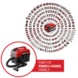 Aspirator umed/uscat pe acumulator Einhell TE-VC 18/10 Li-Solo Power X-Change 18 V, rezervor de 10 L, incl. furtun de 2 m, duza pentru spatii inguste/perie + duza pentru tapiterie/universala, fara acumulator