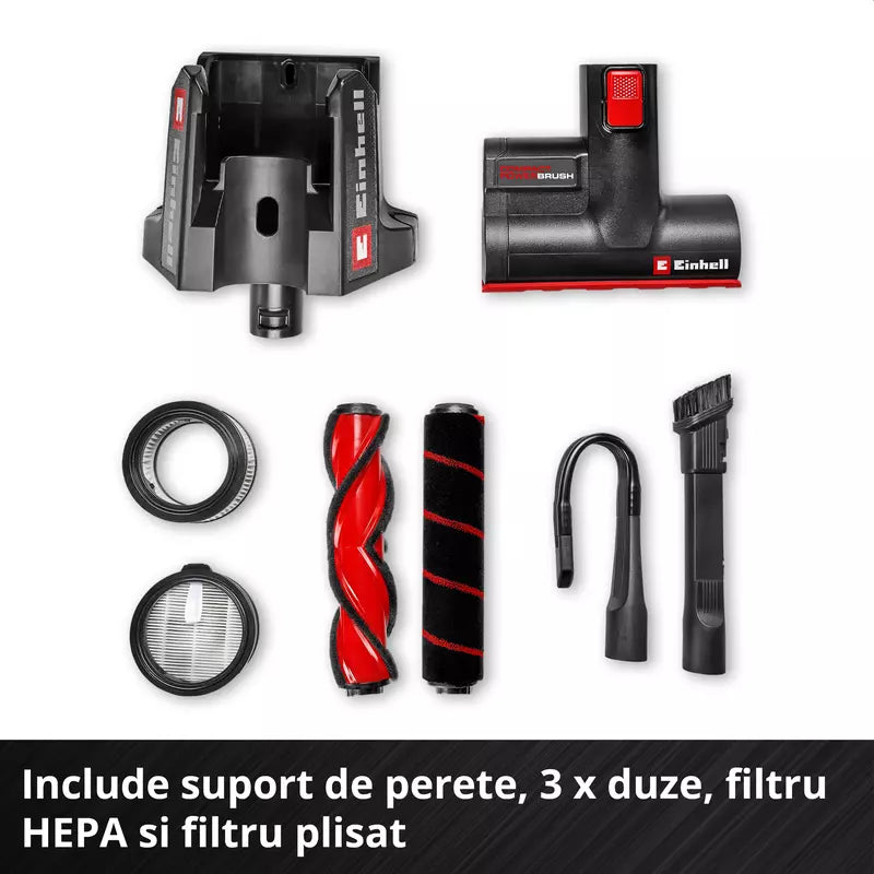 Aspirator vertical fara fir Einhell TE-SV 18/270 Li BL-Solo PXC,18 V, Brushless, 270 mbar, fara sac, 3 moduri de putere, sistem de filtrare in 3 etape, incl. accesorii, fara baterie - imagine 8