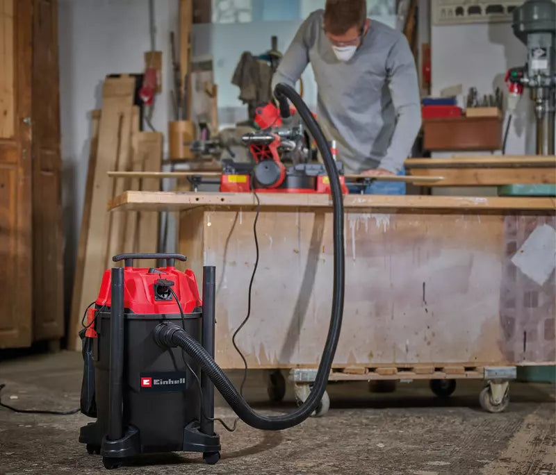 Aspirator umed/uscat Einhell TC-VC 2555 A,850 W, putere aspirare 180 mbar, priza automata, recipient 25 L, maner transport, inclusiv duze, filtre si sac colectare - imagine 3