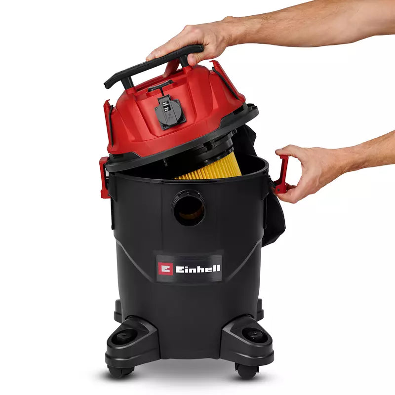Aspirator umed/uscat Einhell TC-VC 2555 A,850 W, putere aspirare 180 mbar, priza automata, recipient 25 L, maner transport, inclusiv duze, filtre si sac colectare - imagine 6