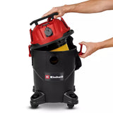 Aspirator umed/uscat Einhell TC-VC 2555 A,850 W, putere aspirare 180 mbar, priza automata, recipient 25 L, maner transport, inclusiv duze, filtre si sac colectare - imagine 6