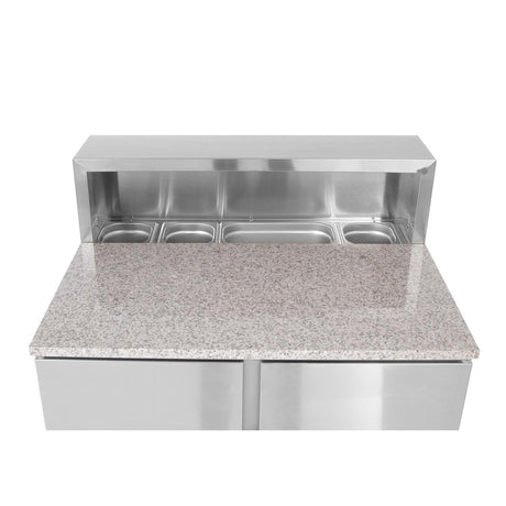 Masa rece cu 2 usi cu suprastructura si blat de lucru din granit,  Arktic 900x700x(H)1070 mm