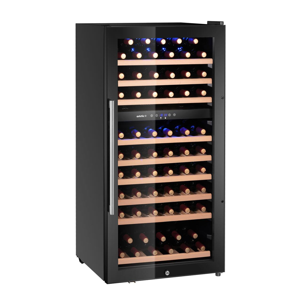 Răcitor de vinuri, 2 zone, 91 sticle, Arktic, 230L, Negru, 569x595x(Î)1215mm