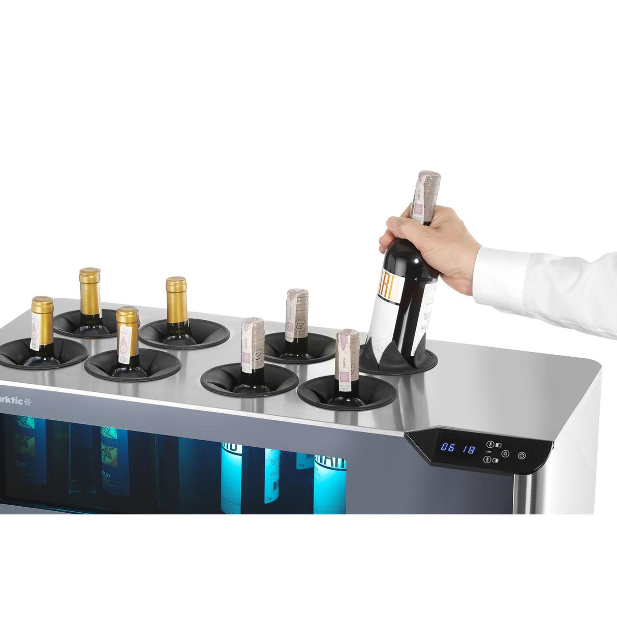 Racitor de vin pentru blat, 2 zone, Arktic, negru, 220-240V/50W, 800x350x(H)293mm