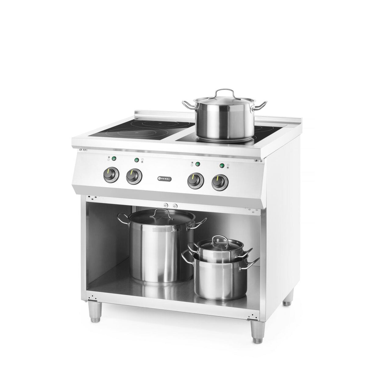 Masina de gatit cu inductie, 4 arzatoare, spatiu depozitare,17000 W,Hendi, 800x700x(H)870mm
