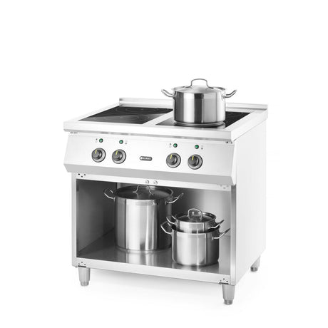 Masina de gatit cu inductie, 4 arzatoare, spatiu depozitare,17000 W,Hendi, 800x700x(H)870mm