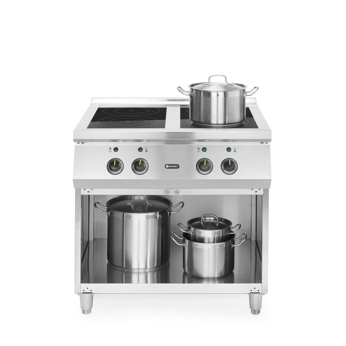 Masina de gatit cu inductie, 4 arzatoare, spatiu depozitare,17000 W,Hendi, 800x700x(H)870mm